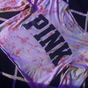PINK Victoria's Secret Tie-Dye Tee cropped